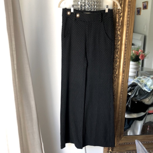 Vintage Dittos wide leg high waisted vintage pants black with pattern size 23 - Picture 1 of 7